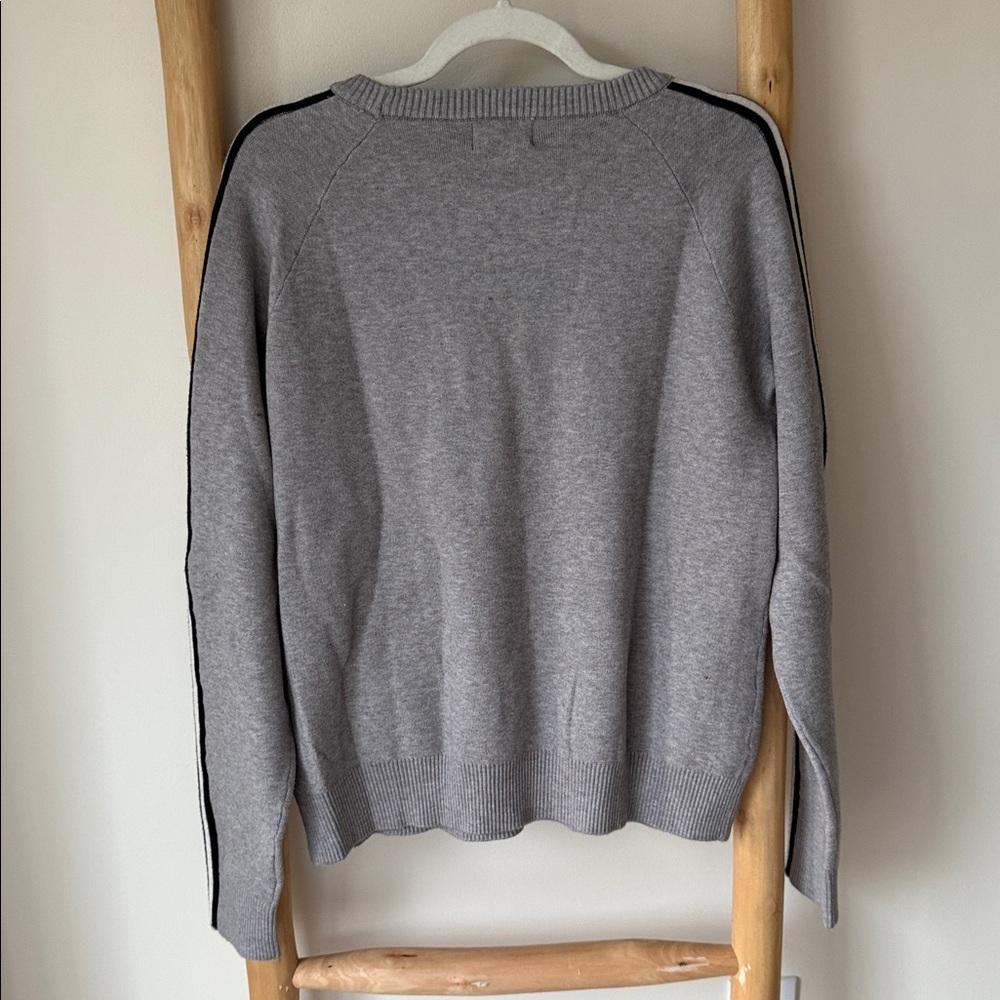 NEW Monrow Set Soft Knit Cozy Gray Luxury Lounge Jogger Sweater Sporty Stripe L - Picture 11 of 16